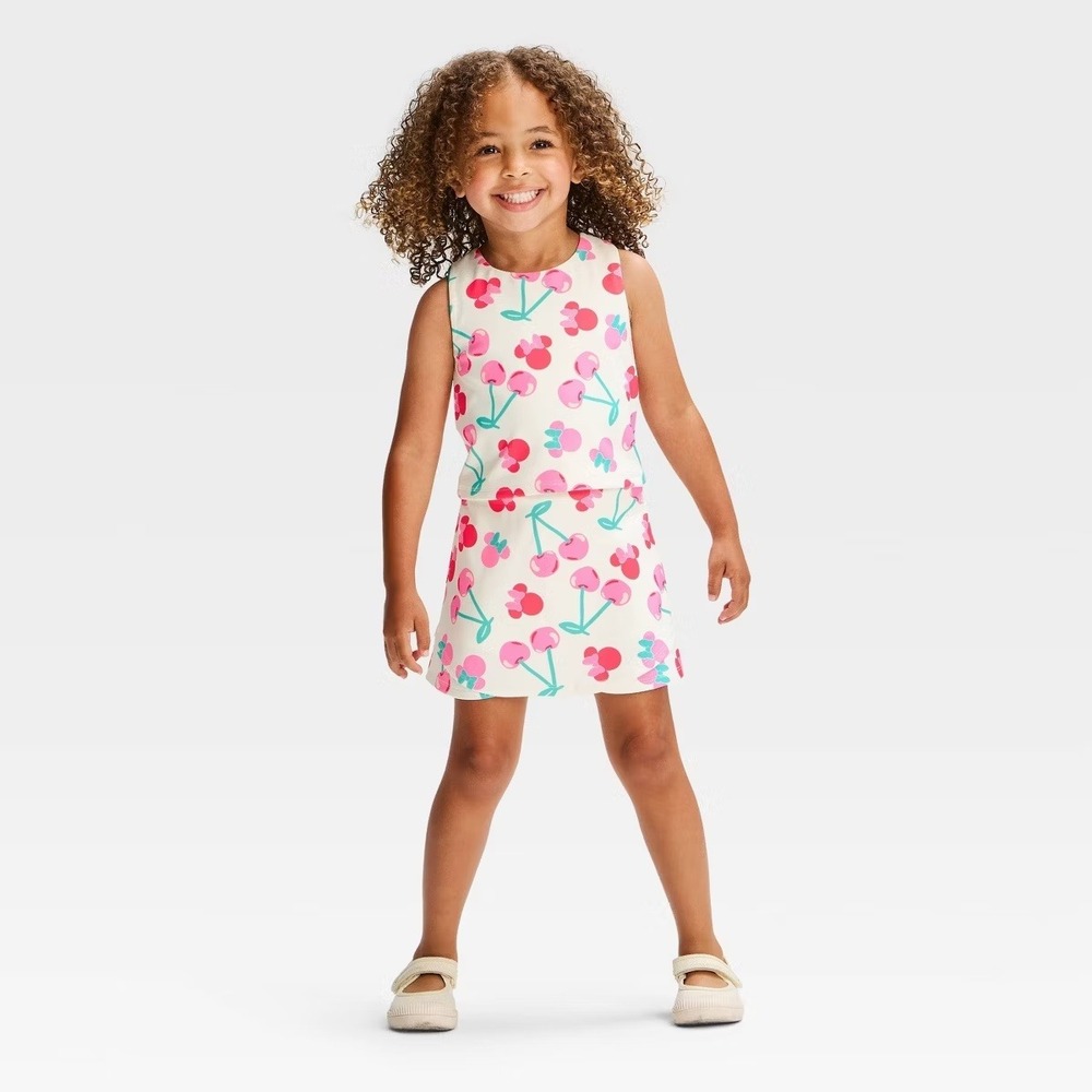 Disney Minnie Mouse Tank Skort Set Toddler Girls 2T White Pink Cherries NWT
